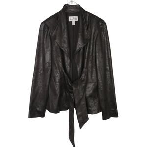 Joseph Ribkoff Chocolate Brown Belted Jacket Faux Suede Size 4 Shimmer